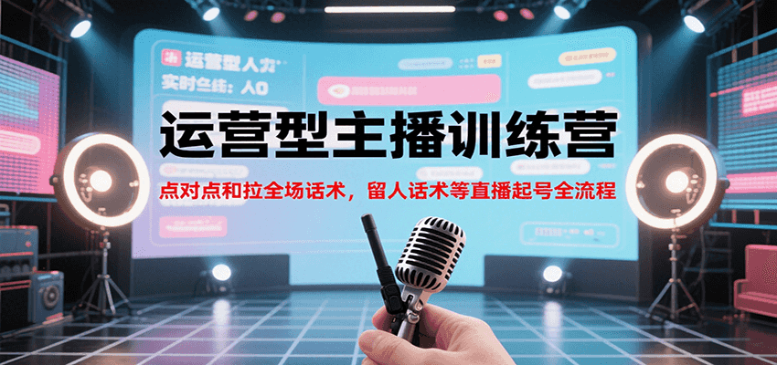 运营型主播训练营，点对点和拉全场话术，留人话术等直播起号全流程（更新8月）网创项目-知识付费-在线课程-自媒体创业-网络副业-优利资源优利资源网