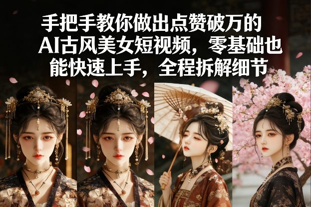 手把手教你做出点赞破万的AI古风美女短视频，零基础也能快速上手，全程拆解细节网创项目-知识付费-在线课程-自媒体创业-网络副业-优利资源优利资源网