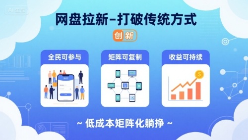 网盘拉新-打破传统方式，低成本矩阵化躺挣，全民可参与、矩阵可复制、收益可持续【揭秘】网创项目-知识付费-在线课程-自媒体创业-网络副业-优利资源优利资源网