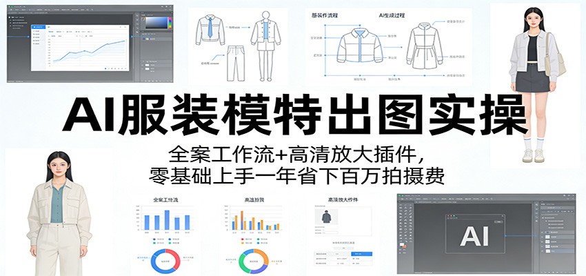 AI服装模特出图实操：全案工作流+ 高清放大插件，零基础上手一年省下百万拍摄费网创项目-知识付费-在线课程-自媒体创业-网络副业-优利资源优利资源网
