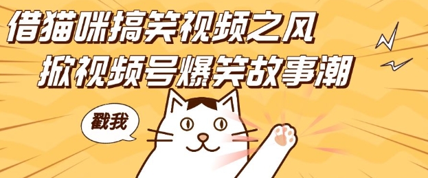 借猫咪搞笑视频之风，掀视频号爆笑故事潮，轻松日入四位数，无门槛快速入门!网创项目-知识付费-在线课程-自媒体创业-网络副业-优利资源优利资源网
