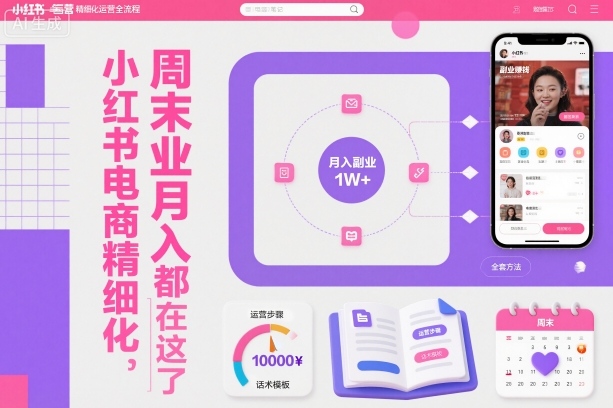 小红书电商精细化运营全流程，周末副业月入1W+，全套方法都在这了网创项目-知识付费-在线课程-自媒体创业-网络副业-优利资源优利资源网