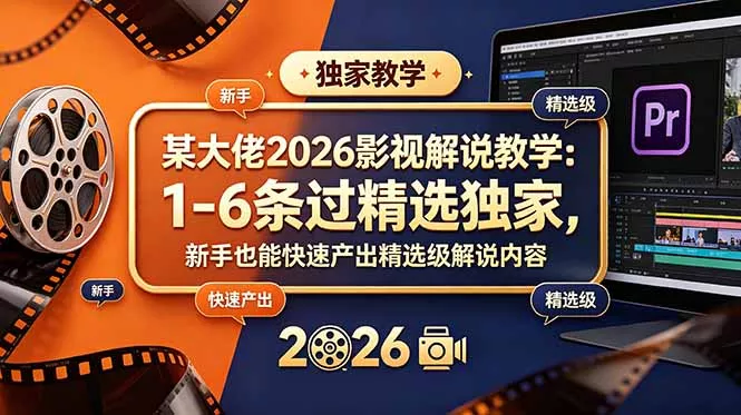 某大佬2026影视解说教学：1-6条过精选独家，新手也能快速产出精选级解说内容网创项目-知识付费-在线课程-自媒体创业-网络副业-优利资源优利资源网