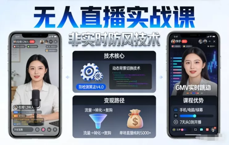 宝子哥无人直播实战课，非实时防风技术，聚焦抖音快手等平台直播带货，轻松开启直播变现之路(更新2026年08月06日)网创项目-知识付费-在线课程-自媒体创业-网络副业-优利资源优利资源网
