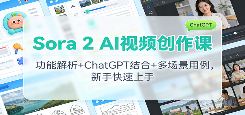 Sora 2 AI视频创作课：功能解析+ChatGPT结合+多场景用例，新手快速上手网创项目-知识付费-在线课程-自媒体创业-网络副业-优利资源优利资源网