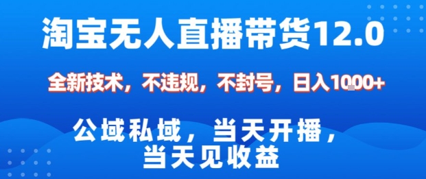 淘宝无人直播12.0，公域私域技术，不封号，不违规布局双十一流量风口，日入1k(独家技术)【揭秘】网创项目-知识付费-在线课程-自媒体创业-网络副业-优利资源优利资源网