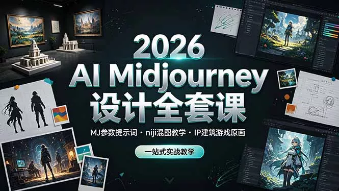 2026 AI Midjourney设计全套课，MJ参数提示词niji混图教学，IP建筑游戏原画一站式实战教学网创项目-知识付费-在线课程-自媒体创业-网络副业-优利资源优利资源网