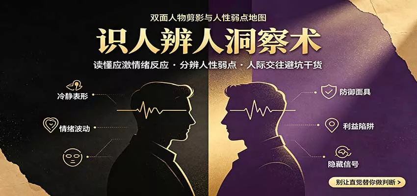 识人辨人终极心法:读懂应激情绪反应,分辨人性弱点,人际交往避坑干货网创项目-知识付费-在线课程-自媒体创业-网络副业-优利资源优利资源网