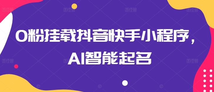 0粉挂载抖音快手小程序，AI智能起名网创项目-知识付费-在线课程-自媒体创业-网络副业-优利资源优利资源网