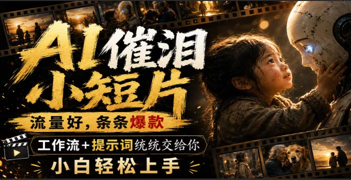 AI催泪小短片，流量好，条条爆款，工作流+提示词统统交给你，小白轻松上手网创项目-知识付费-在线课程-自媒体创业-网络副业-优利资源优利资源网