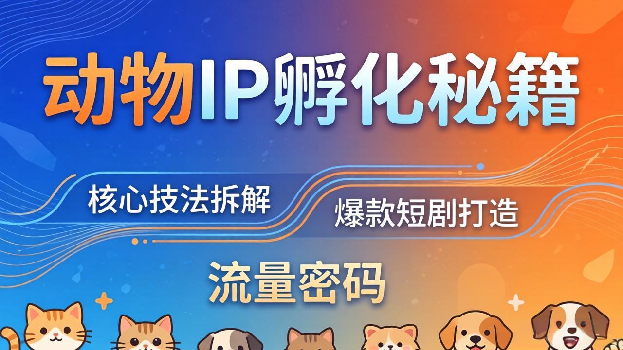 动物IP孵化全套秘籍，三大核心技法拆解，打造爆款萌宠短剧，轻松拿捏赛道流量密码网创项目-知识付费-在线课程-自媒体创业-网络副业-优利资源优利资源网