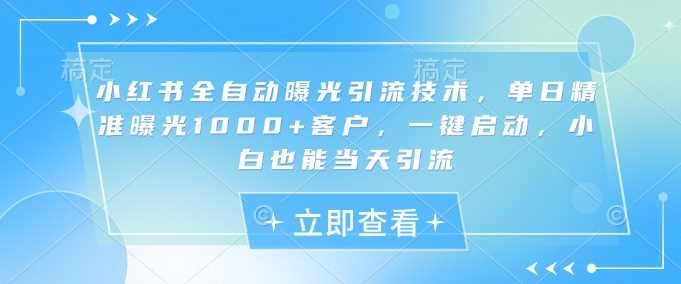 小红书全自动曝光引流技术，单日精准曝光1000+客户，一键启动，小白也能当天引流【揭秘】网创项目-知识付费-在线课程-自媒体创业-网络副业-优利资源优利资源网