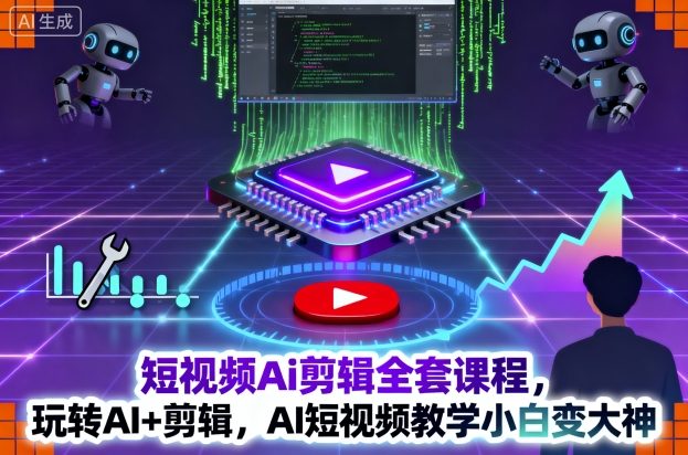 短视频Ai剪辑全套课程，玩转AI+剪辑，AI短视频教学小白变大神网创项目-知识付费-在线课程-自媒体创业-网络副业-优利资源优利资源网