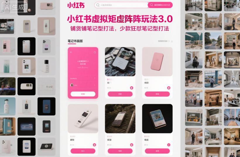 小红书虚拟矩阵玩法3.0，铺货铺笔记型打法，少款狂怼笔记型打法网创项目-知识付费-在线课程-自媒体创业-网络副业-优利资源优利资源网