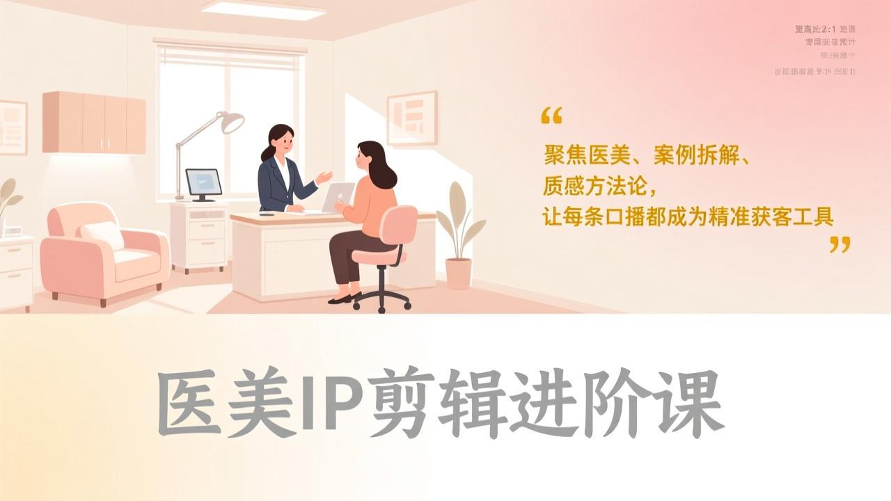 医美IP剪辑进阶课，聚焦医美、案例拆解、质感方法论，让每条口播都成为精准获客工具网创项目-知识付费-在线课程-自媒体创业-网络副业-优利资源优利资源网