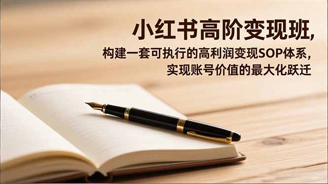 小红书高阶变现班，构建一套可执行的高利润变现SOP体系，实现账号价值的最大化跃迁网创项目-知识付费-在线课程-自媒体创业-网络副业-优利资源优利资源网