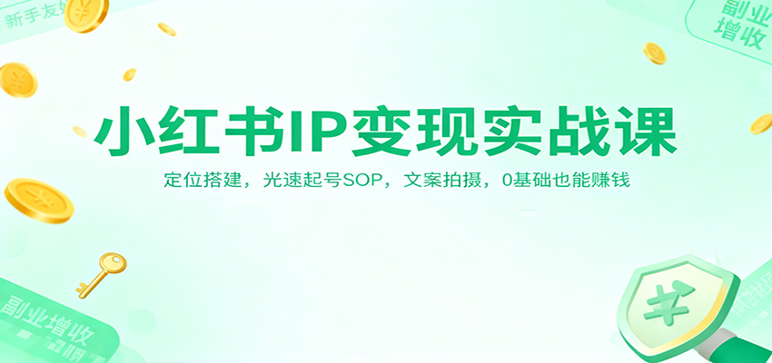 小红书IP变现实战课：定位搭建，光速起号SOP，文案拍摄，0基础也能赚钱网创项目-知识付费-在线课程-自媒体创业-网络副业-优利资源优利资源网