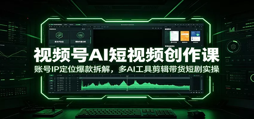 视频号AI短视频创作课：账号IP定位爆款拆解，多AI工具剪辑带货短剧实操网创项目-知识付费-在线课程-自媒体创业-网络副业-优利资源优利资源网