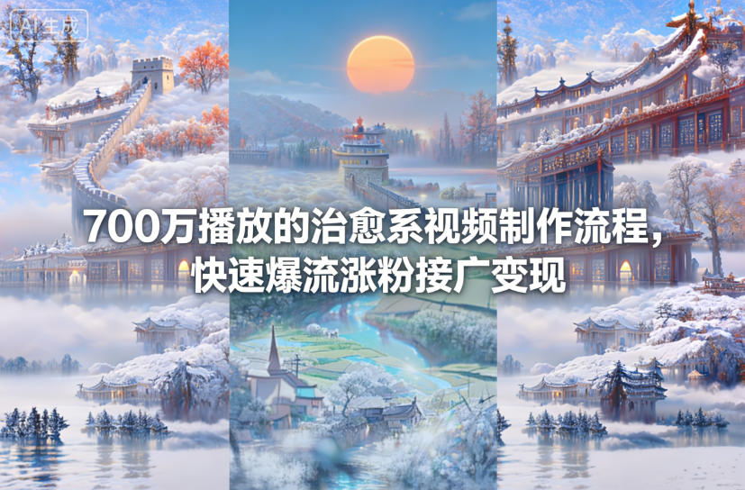 700万播放的治愈系视频制作流程，快速爆流涨粉接广变现网创项目-知识付费-在线课程-自媒体创业-网络副业-优利资源优利资源网