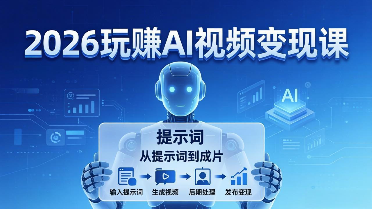 2026玩赚AI视频变现课：掌握 AI 视频全流程技能，从提示词到成片高效产出网创项目-知识付费-在线课程-自媒体创业-网络副业-优利资源优利资源网