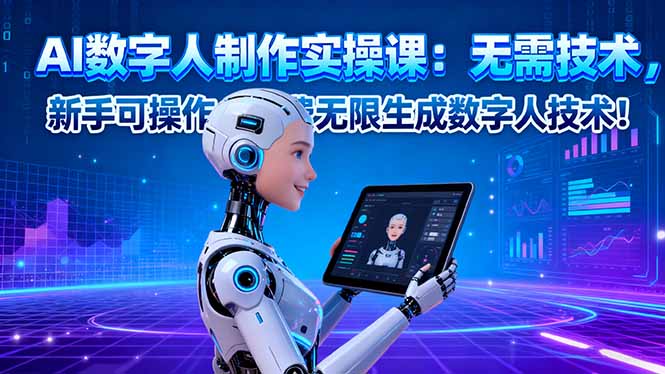 AI数字人制作实操课：无需技术，新手可操作，免费无限生成数字人技术！网创项目-知识付费-在线课程-自媒体创业-网络副业-优利资源优利资源网