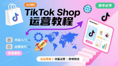 TikTok Shop从0到1运营教程，TikTok跨境电商新手必学课程网创项目-知识付费-在线课程-自媒体创业-网络副业-优利资源优利资源网