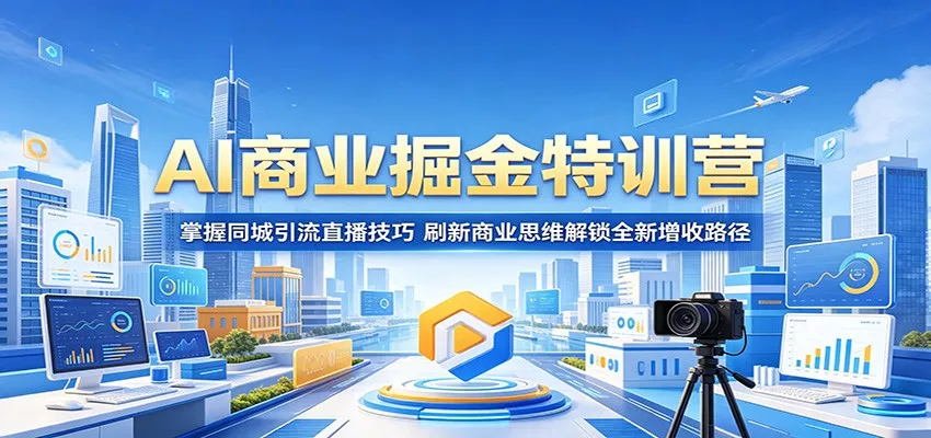 AI商业掘金特训营：掌握同城引流直播技巧，刷新商业思维解锁全新增收路径网创项目-知识付费-在线课程-自媒体创业-网络副业-优利资源优利资源网