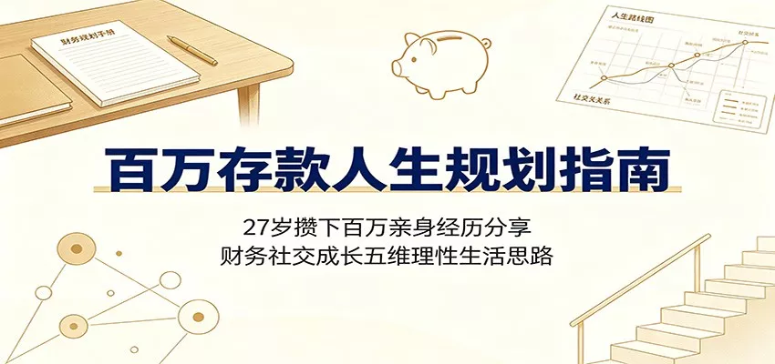 百万存款人生规划指南：27岁攒下百万亲身经历分享，财务社交成长五维理性生活思路网创项目-知识付费-在线课程-自媒体创业-网络副业-优利资源优利资源网