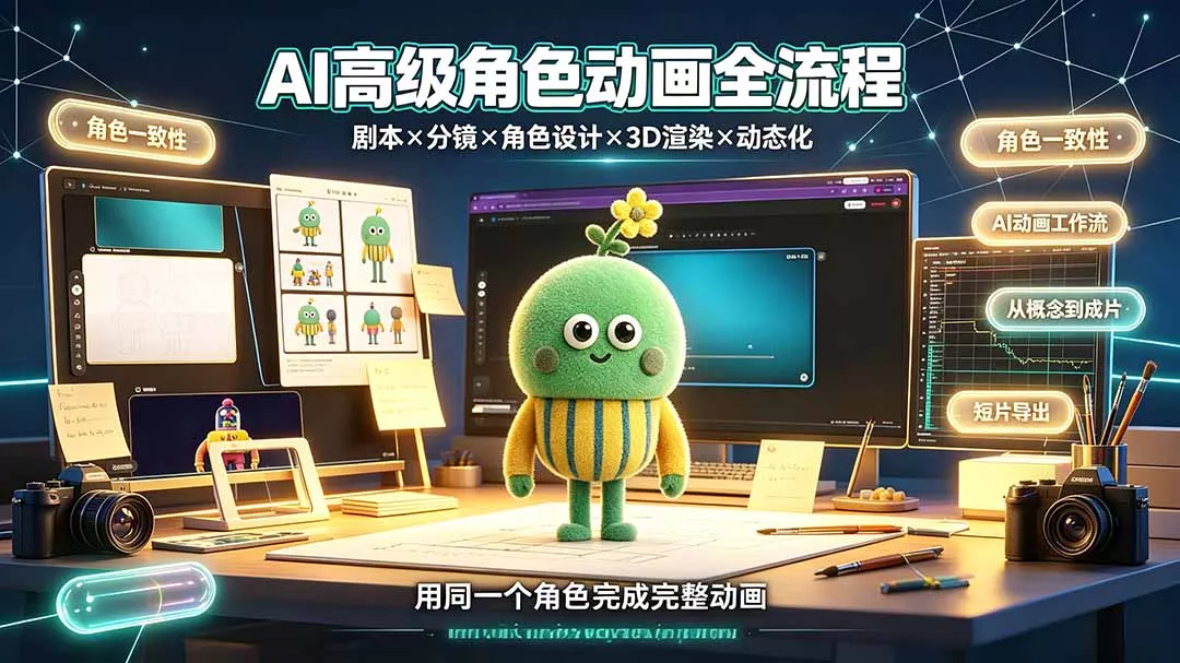 AI高级角色动画全流程：剧本×分镜×角色设计×3D渲染×动态化，从概念到成片一站式教学网创项目-知识付费-在线课程-自媒体创业-网络副业-优利资源优利资源网