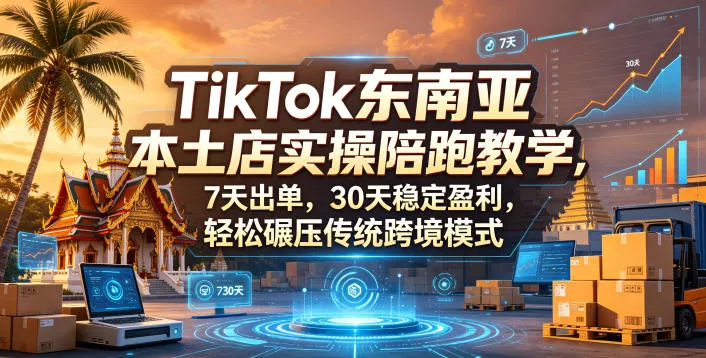 TikTok东南亚本土店实操陪跑教学，7天出单，30天稳定盈利，轻松碾压传统跨境模式(更新0819)网创项目-知识付费-在线课程-自媒体创业-网络副业-优利资源优利资源网