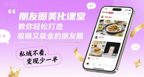 朋友圈美化课堂，教你轻松打造，吸睛又吸金的朋友圈，私域不看，变现少一半网创项目-知识付费-在线课程-自媒体创业-网络副业-优利资源优利资源网