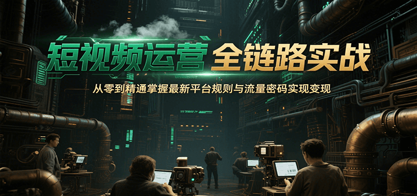 短视频运营全链路实战，从零到精通掌握最新平台规则与流量密码实现变现网创项目-知识付费-在线课程-自媒体创业-网络副业-优利资源优利资源网