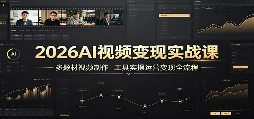 2026AI视频变现实战课：多题材视频制作，工具实操运营变现全流程网创项目-知识付费-在线课程-自媒体创业-网络副业-优利资源优利资源网