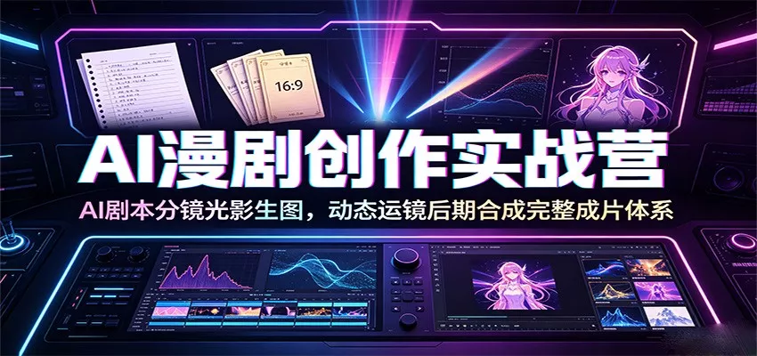 AI漫剧创作实战营：AI剧本分镜光影生图，动态运镜后期合成完整成片体系网创项目-知识付费-在线课程-自媒体创业-网络副业-优利资源优利资源网