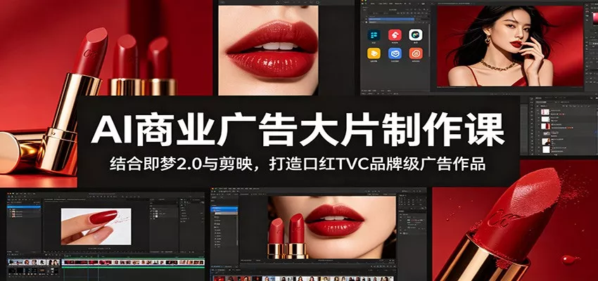 AI商业广告大片制作课:结合即梦2.0与剪映,打造口红TVC品牌级广告作品网创项目-知识付费-在线课程-自媒体创业-网络副业-优利资源优利资源网