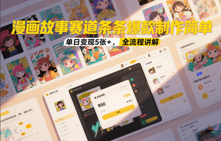 漫画故事赛道条条爆款制作简单，单日变现5张+，全流程讲解网创项目-知识付费-在线课程-自媒体创业-网络副业-优利资源优利资源网