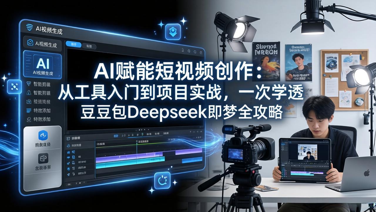 AI赋能短视频创作：从工具入门到项目实战，一次学透豆包Deepseek即梦全攻略网创项目-知识付费-在线课程-自媒体创业-网络副业-优利资源优利资源网
