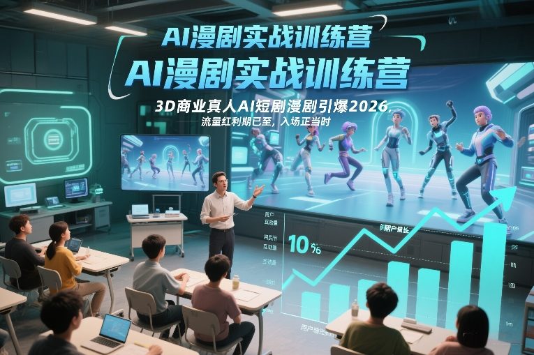 AI漫剧实战训练营，3D商业真人AI短剧漫剧引爆2026，流量红利期已至，入场正当时网创项目-知识付费-在线课程-自媒体创业-网络副业-优利资源优利资源网