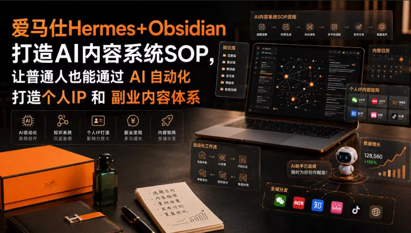 爱马仕Hermes+Obsidian打造AI内容系统SOP,让普通人也能通过 AI 自动化打造个人IP 和 副业内容体系 爱马仕Hermes+Obsidian打造AI内容系统SOP,让普通人也能通过 AI 自动化打造个人IP 和 副业内容体系