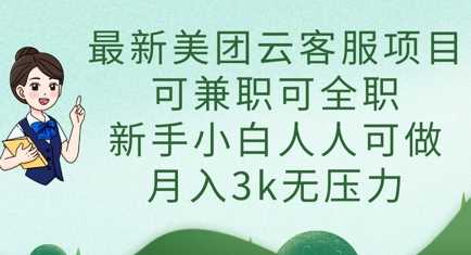 最新美团云客服项目，可兼职可全职，新手小白人人可做，月入3k无压力网创项目-知识付费-在线课程-自媒体创业-网络副业-优利资源优利资源网