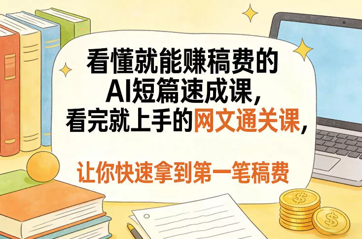 看懂就能賺稿费的AI短篇速成课，看完就上手的网文通关课，让你快速拿到第一笔稿费(更新8月)网创项目-知识付费-在线课程-自媒体创业-网络副业-优利资源优利资源网
