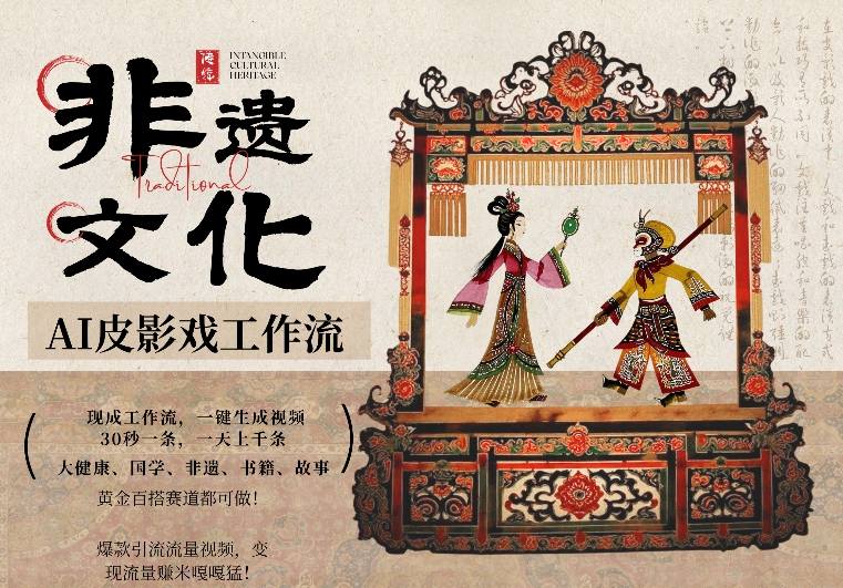 AI一键生成民俗文化非遗皮影戏视频，一刀不剪无需剪辑，30S一条，一天上百条，流量财富嘎嘎猛网创项目-知识付费-在线课程-自媒体创业-网络副业-优利资源优利资源网