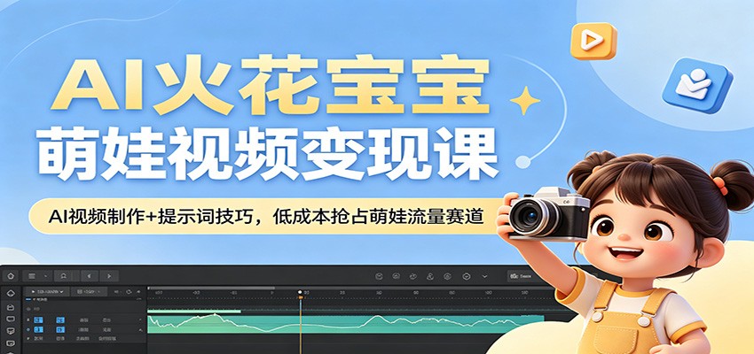AI火花宝宝萌娃视频变现课：AI视频制作+提示词技巧，低成本抢占萌娃流量赛道网创项目-知识付费-在线课程-自媒体创业-网络副业-优利资源优利资源网