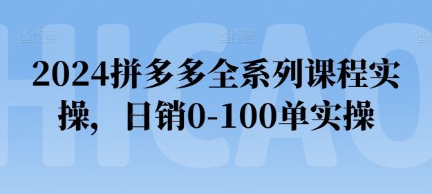 2024拼多多全系列课程实操，日销0-100单实操【必看】网创项目-知识付费-在线课程-自媒体创业-网络副业-优利资源优利资源网