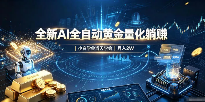全新AI全自动黄金量化躺賺：小白学会当天学会，月入2W！【揭秘】网创项目-知识付费-在线课程-自媒体创业-网络副业-优利资源优利资源网