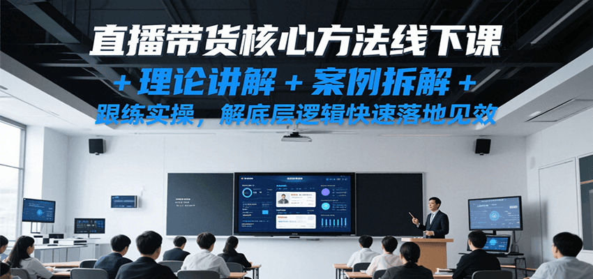直播带货核心方法线下课，理论讲解+案例拆解+跟练实操，解底层逻辑快速落地见效网创项目-知识付费-在线课程-自媒体创业-网络副业-优利资源优利资源网