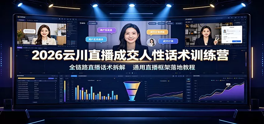 2026云川直播成交人性话术训练营：全链路直播话术拆解，通用直播框架落地教程网创项目-知识付费-在线课程-自媒体创业-网络副业-优利资源优利资源网