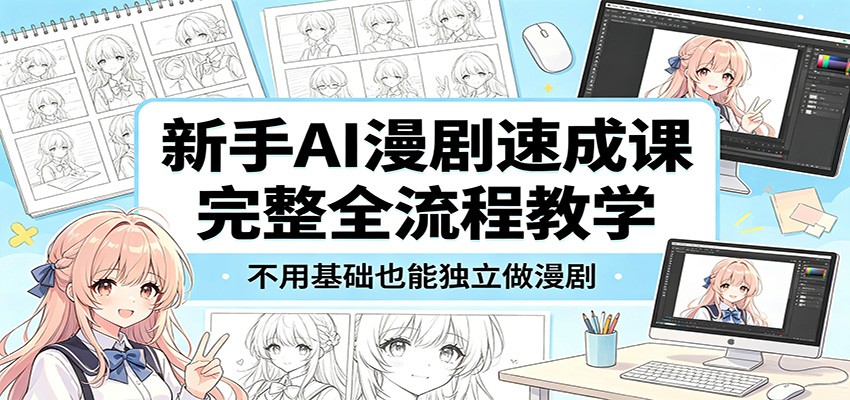 新手AI漫剧速成课：完整全流程教学，不用基础也能独立做漫剧网创项目-知识付费-在线课程-自媒体创业-网络副业-优利资源优利资源网
