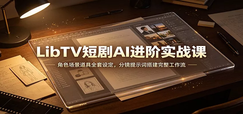 LibTV短剧AI进阶实战课：角色场景道具全套设定，分镜提示词搭建完整工作流网创项目-知识付费-在线课程-自媒体创业-网络副业-优利资源优利资源网