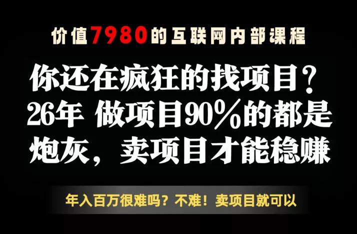 26年请不要疯狂的找项目了，卖项目远比你想象的暴利，你也可以月入10W+【揭秘】网创项目-知识付费-在线课程-自媒体创业-网络副业-优利资源优利资源网